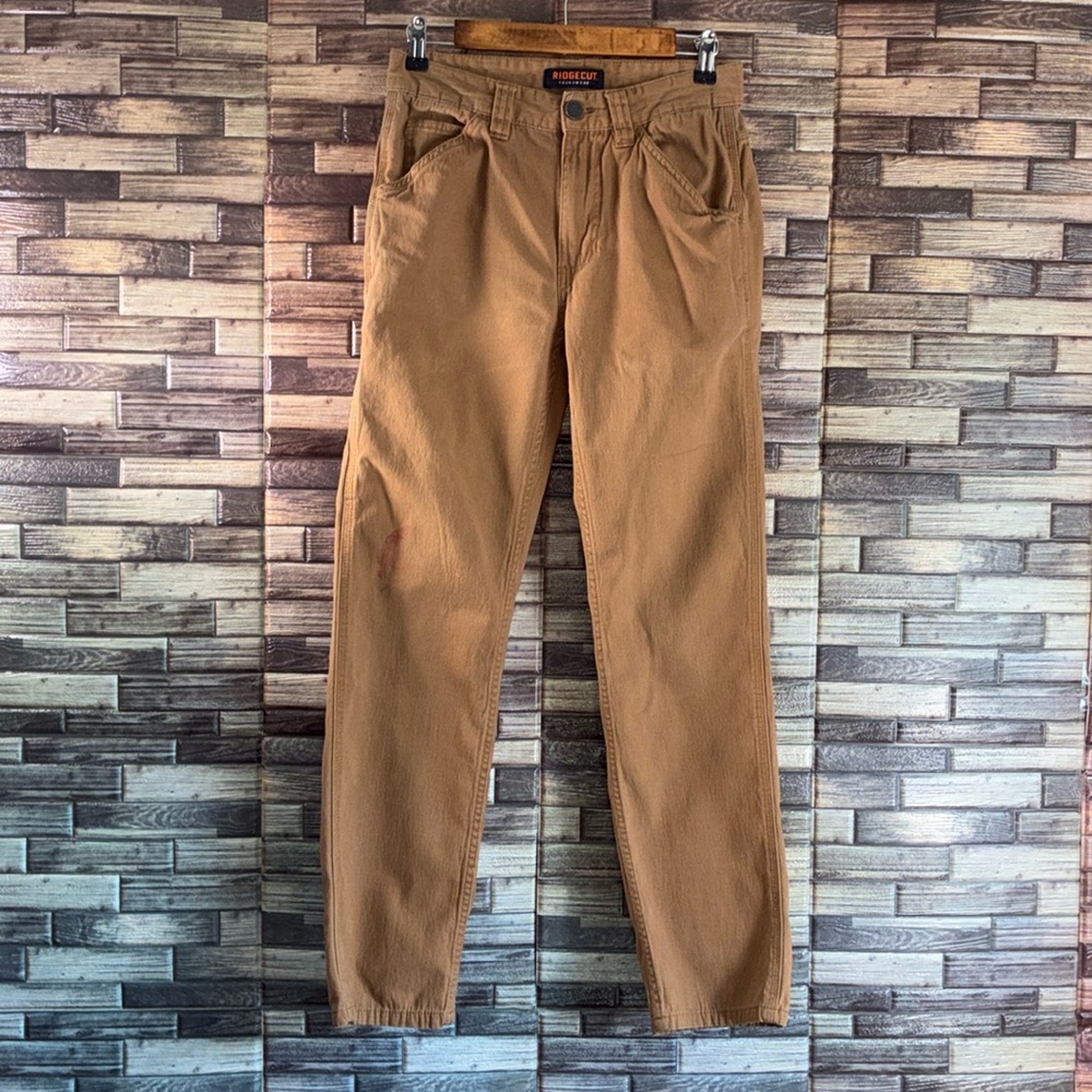 Pre Owned Ridgecut Toughwear Tan Brown Canvas Work Pants Casual Men's size 30x32